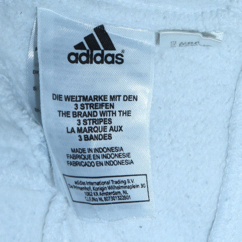 Adidas Men's White Pullover Hoodie L Fleece Sports Sweatshirt