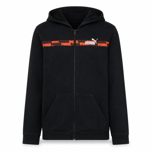 Front view of Puma Teens Black Full Zip Hoodie XL 16Y Logo Sportswear