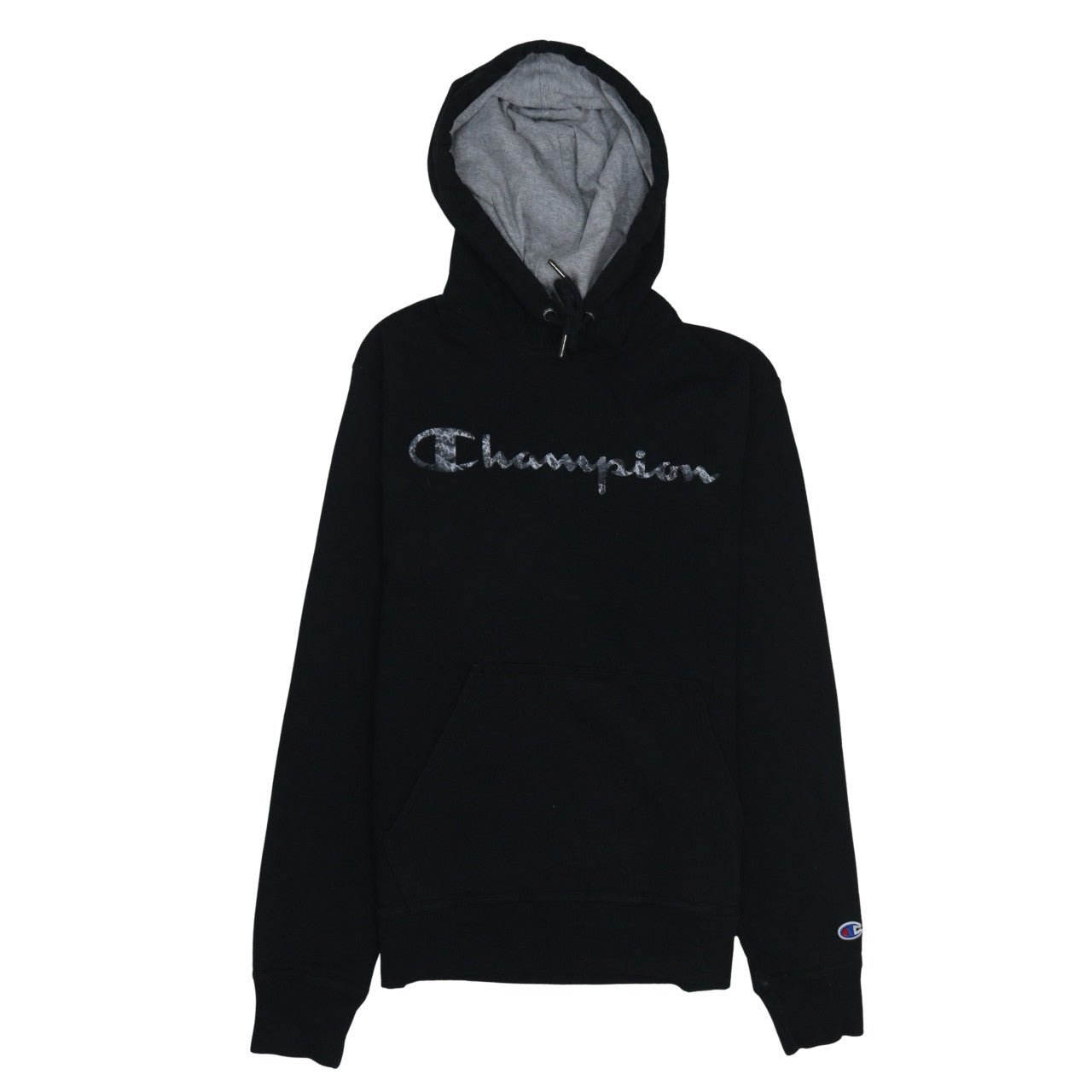 Champion Mens Black Pullover Hoodie Size S Embroidered Logo