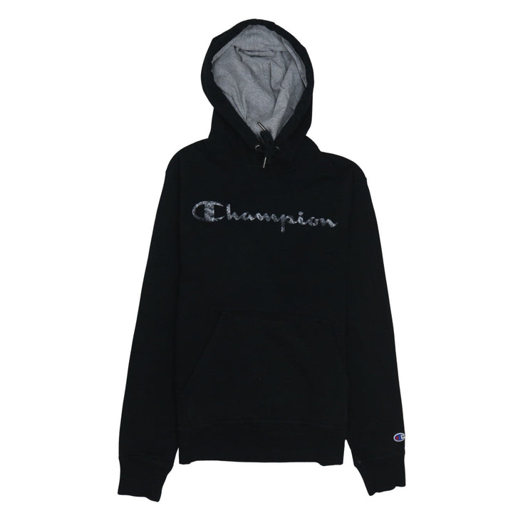 Champion Mens Black Pullover Hoodie Size S Embroidered Logo