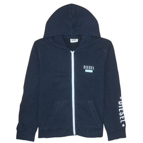 Diesel Men's Black Full Zip Hoodie L Graphic Fleece Sweatshirt