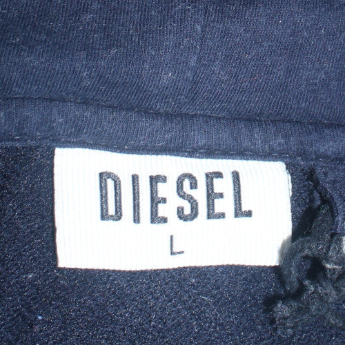 Diesel Men's Black Full Zip Hoodie L Graphic Fleece Sweatshirt