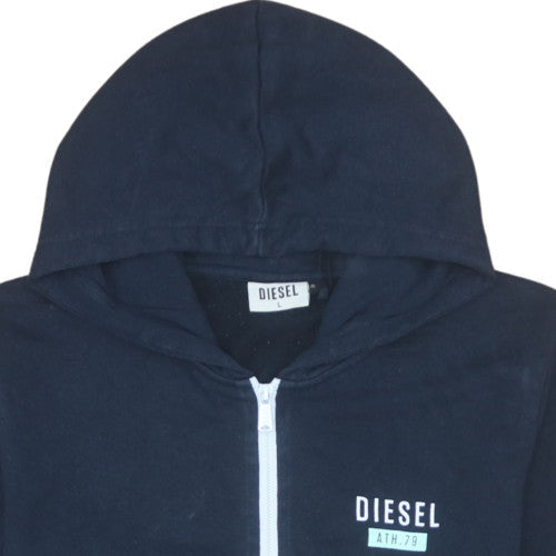 Diesel Men's Black Full Zip Hoodie L Graphic Fleece Sweatshirt