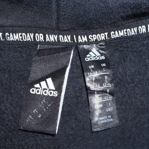 Adidas Women's Black Pullover Hoodie L Logo Print Sweatshirt