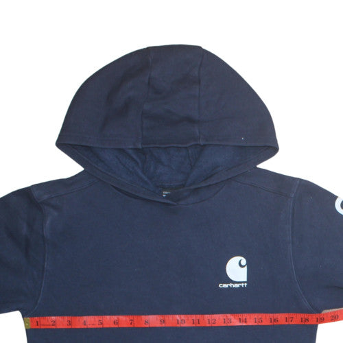 Carhartt Womens Navy Hoodie L 14-16 Pullover Cotton Blend Logo