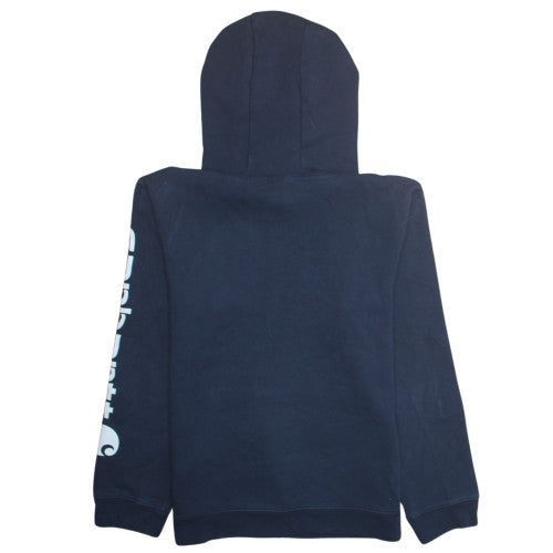 Carhartt Womens Navy Hoodie L 14-16 Pullover Cotton Blend Logo