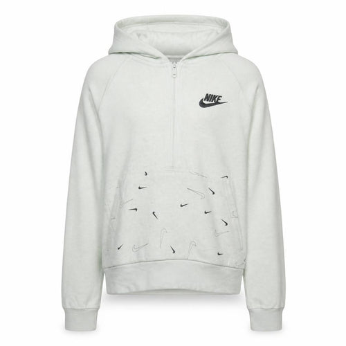 Nike Boys White Full Zip Fleece Hoodie XL Logo Print Casual Sweatshirt