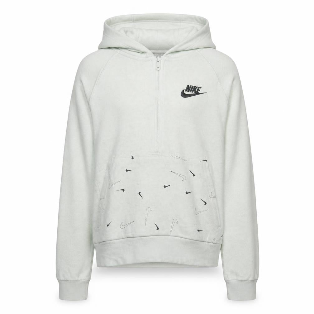 Nike Boys White Full Zip Fleece Hoodie XL Logo Print Casual Sweatshirt