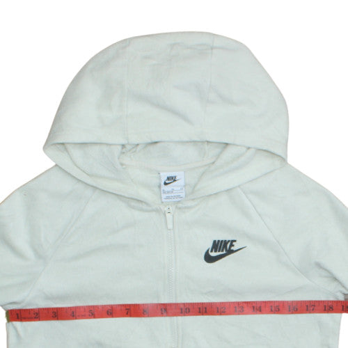 Nike Boys White Full Zip Fleece Hoodie XL Logo Print Casual Sweatshirt