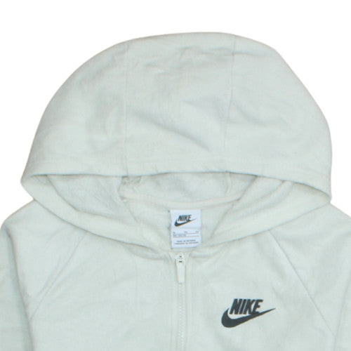 Nike Boys White Full Zip Fleece Hoodie XL Logo Print Casual Sweatshirt