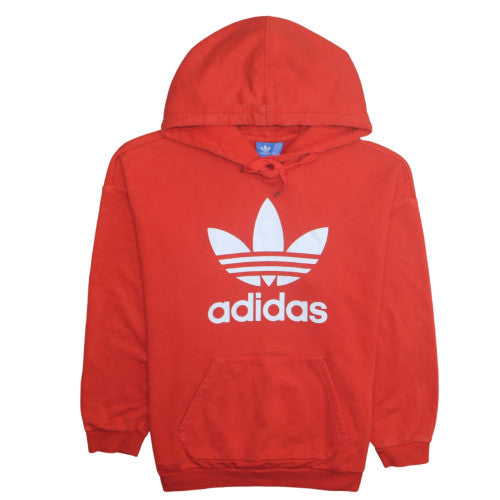 Adidas Womens Red Trefoil Pullover Hoodie Size 14 UK Cotton Blend