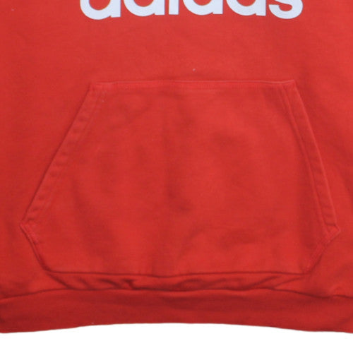 Adidas Womens Red Trefoil Pullover Hoodie Size 14 UK Cotton Blend