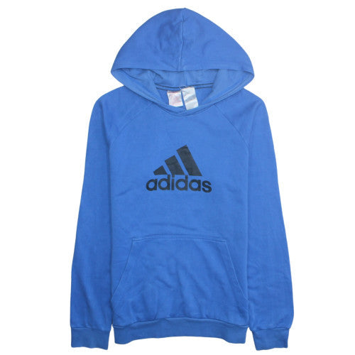 adidas Boys Blue Pullover Hoodie 16 Years Fleece Logo Sweatshirt
