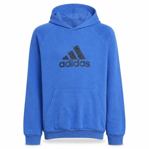 adidas Boys Blue Pullover Hoodie 16 Years Fleece Logo Sweatshirt