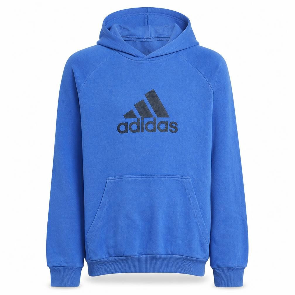 adidas Boys Blue Pullover Hoodie 16 Years Fleece Logo Sweatshirt
