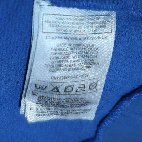 adidas Boys Blue Pullover Hoodie 16 Years Fleece Logo Sweatshirt
