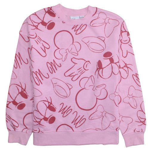 Disney Primark Women Pink Minnie Mouse Pullover Sweatshirt Size S 10/12