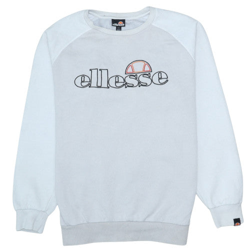 Ellesse Men's Light Grey Crew Neck Sweatshirt L Logo Cotton Blend