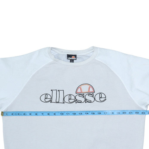 Ellesse Men's Light Grey Crew Neck Sweatshirt L Logo Cotton Blend