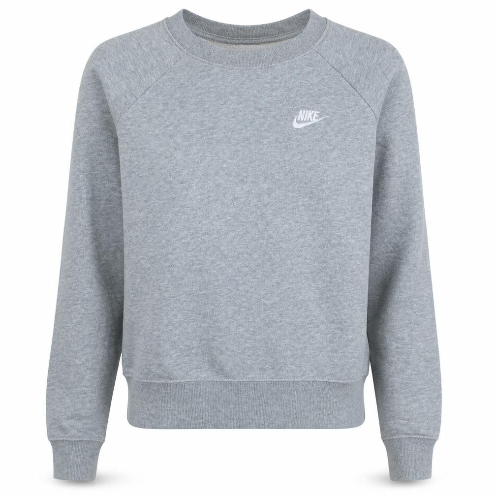 Front view of Nike women’s grey xs pullover sweatshirt crew neck jumper