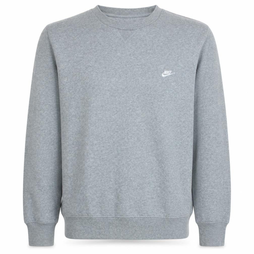 Front view of Nike Men Grey Crew Neck Pullover Sweatshirt M Regular Fit