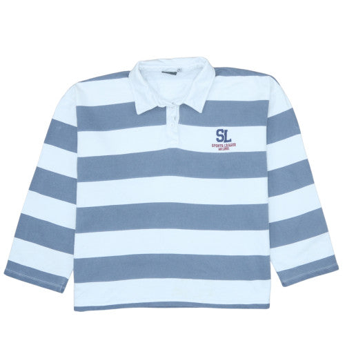 ASOS Design Womens Grey White Striped Henley Sweatshirt M