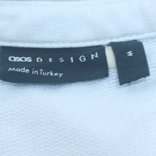 ASOS Design Womens Grey White Striped Henley Sweatshirt M