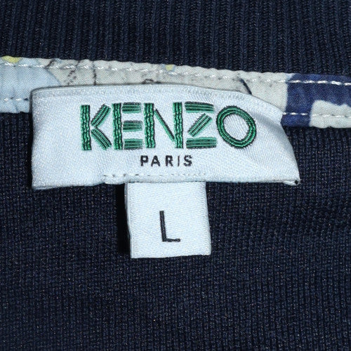 Kenzo Mens Blue L Pullover Sweatshirt Crew Neck Embroidered Logo