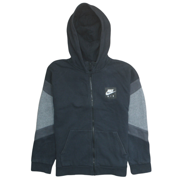 Nike Boys Black Grey Full Zip Hoodie Air Logo 12-13 Years Cotton Blend