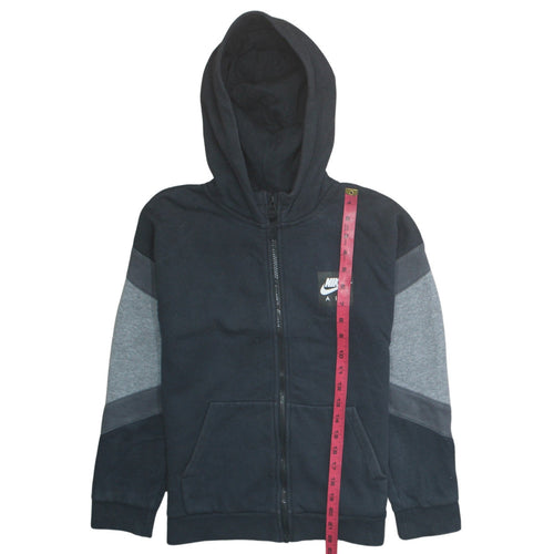 Nike Boys Black Grey Full Zip Hoodie Air Logo 12-13 Years Cotton Blend