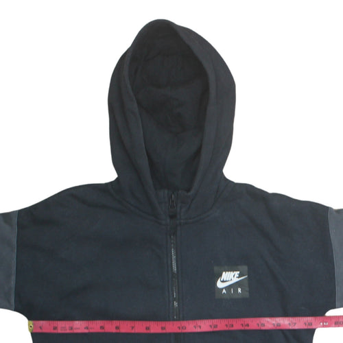Nike Boys Black Grey Full Zip Hoodie Air Logo 12-13 Years Cotton Blend