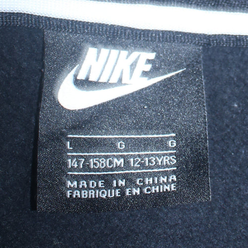 Nike Boys Black Grey Full Zip Hoodie Air Logo 12-13 Years Cotton Blend