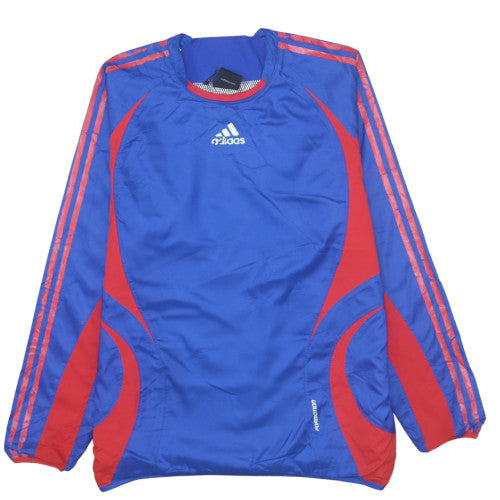 Adidas Mens Blue Red Pullover Sweatshirt S Crew Neck Long Sleeve Sports Top