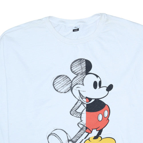 Disney at George Women White 2XL Pullover Sweatshirt Mickey Mouse