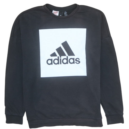 Adidas Boys Black Crew Neck Pullover Sweatshirt Size 15-16 Years