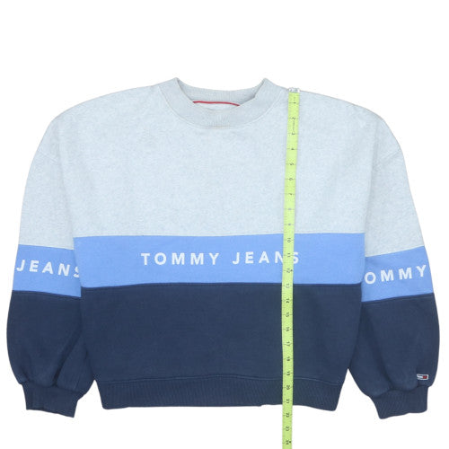 Tommy Jeans Women's Blue Colourblock Crew Neck Sweatshirt Size S