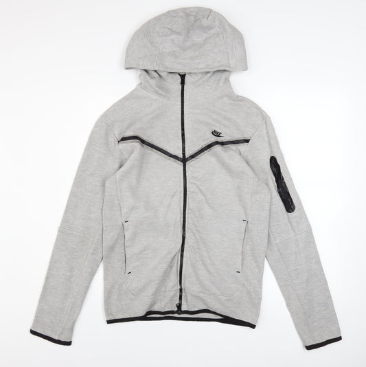 Nike Men's Grey Full Zip Hoodie Size S Lightweight Jersey