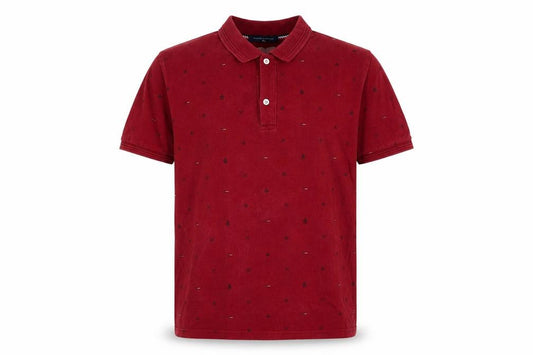Front view of Tommy Hilfiger Men's Red XXL Cotton Polo Shirt Classic Fit