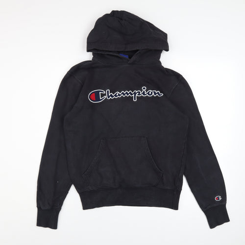 Champion Men's Black Small Pullover Hoodie with Embroidered Logo