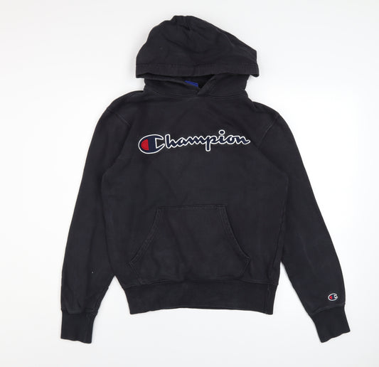 Champion Men's Black Small Pullover Hoodie with Embroidered Logo