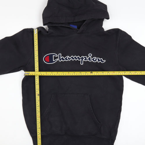 Champion Men's Black Small Pullover Hoodie with Embroidered Logo