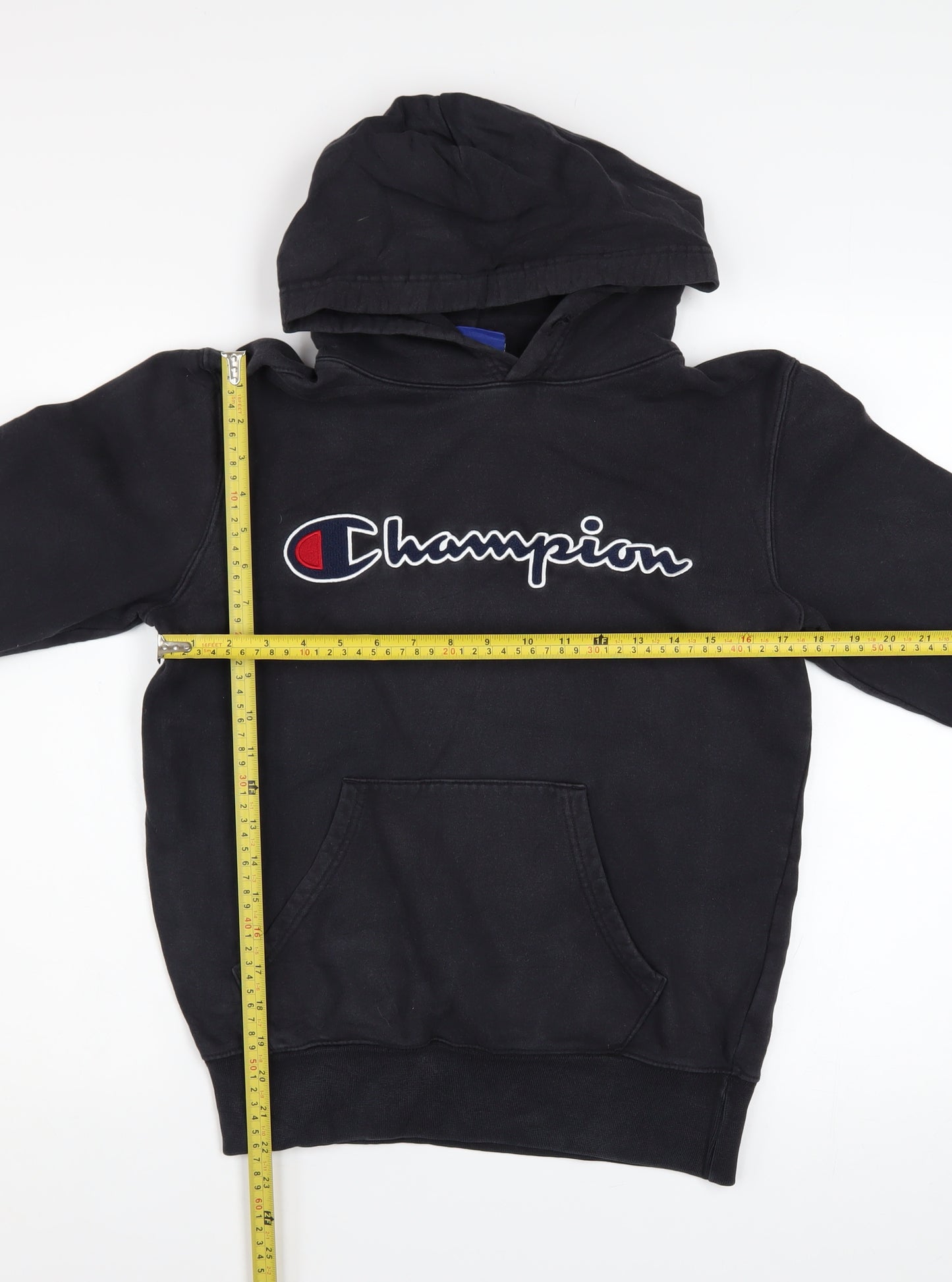 Champion Men's Black Small Pullover Hoodie with Embroidered Logo