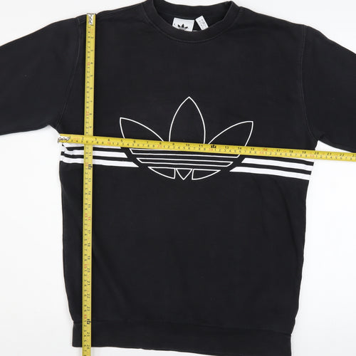 Adidas Mens Black Crew Neck Graphic Logo Sweatshirt Size M