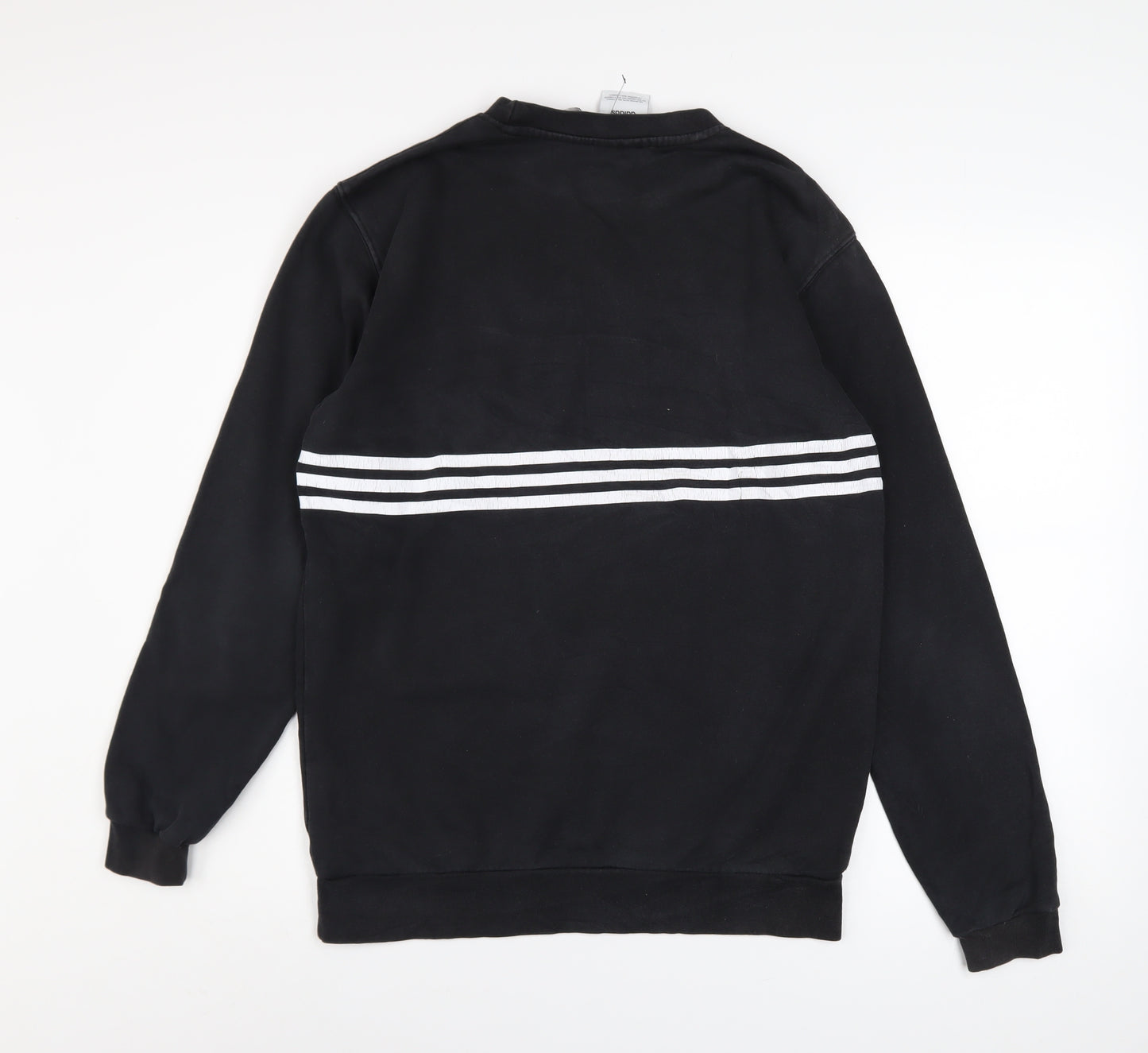 Adidas Mens Black Crew Neck Graphic Logo Sweatshirt Size M