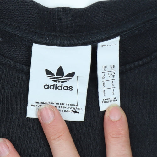 Adidas Mens Black Crew Neck Graphic Logo Sweatshirt Size M