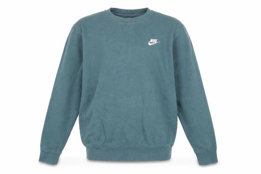 Front view of Nike Men's Green Pullover Sweatshirt Small Logo Crew Neck Fleece