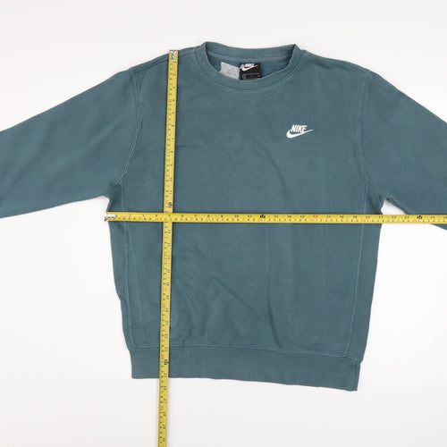 Nike Men's Green Pullover Sweatshirt Small Logo Crew Neck Fleece