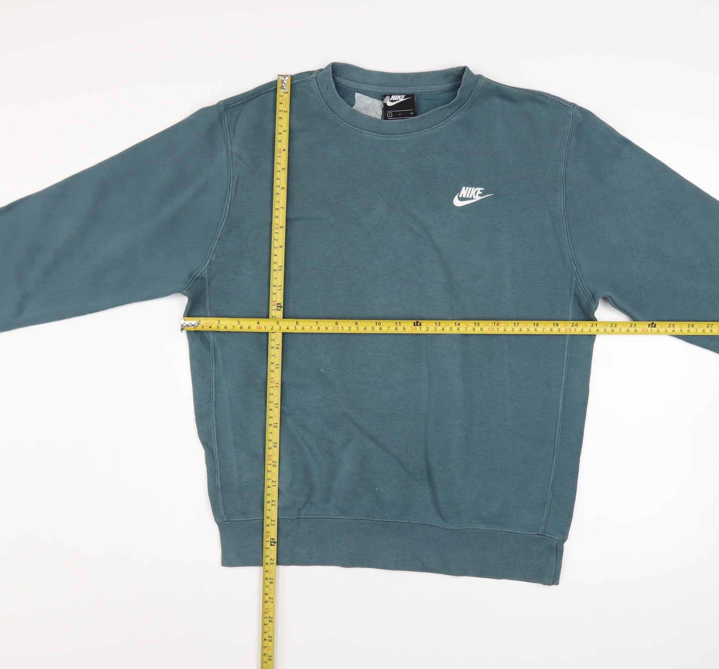 Nike Men's Green Pullover Sweatshirt Small Logo Crew Neck Fleece