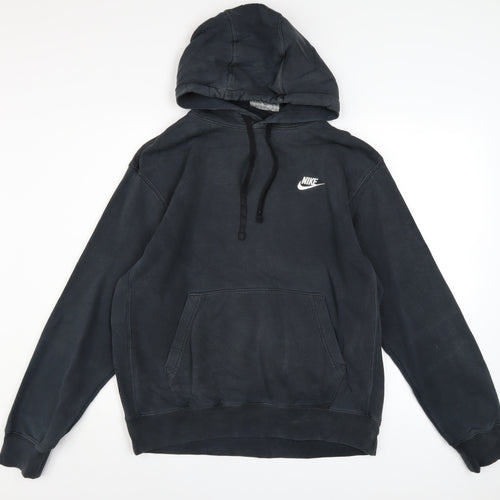 Nike Men's Black Hoodie M Pullover Cotton Blend Logo Sporty