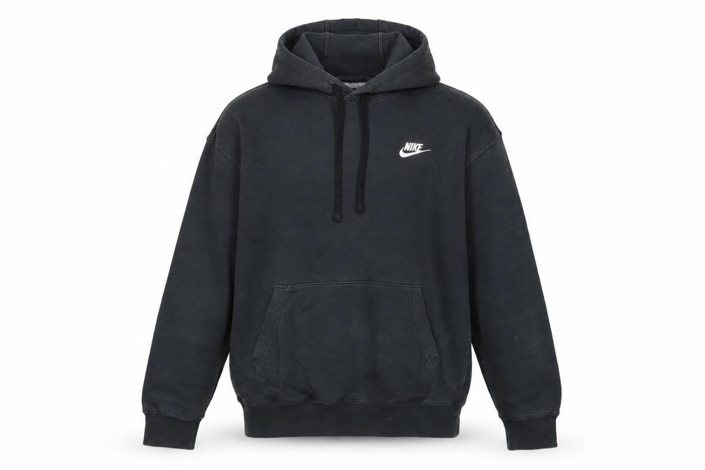 Front view of Nike Men's Black Hoodie M Pullover Cotton Blend Logo Sporty